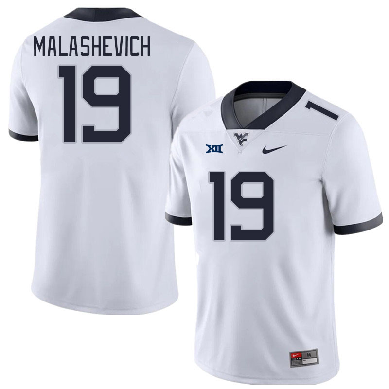 Men #19 Graeson Malashevich West Virginia Mountaineers College Football Jerseys Stitched Sale-White